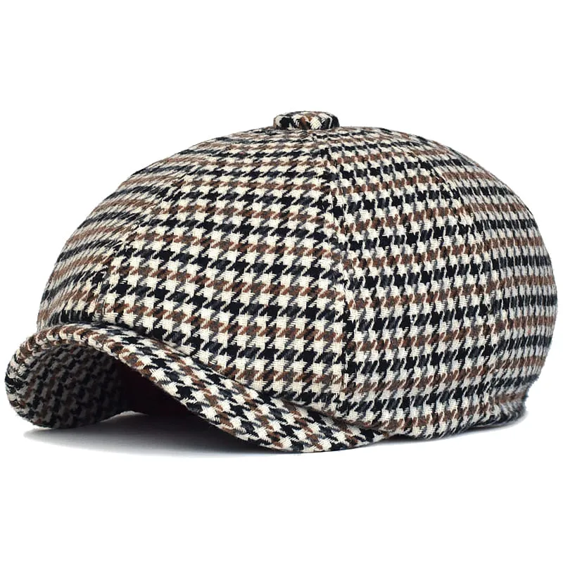 NH Houndstooth Wool Newsboy Cap made by Ghelter