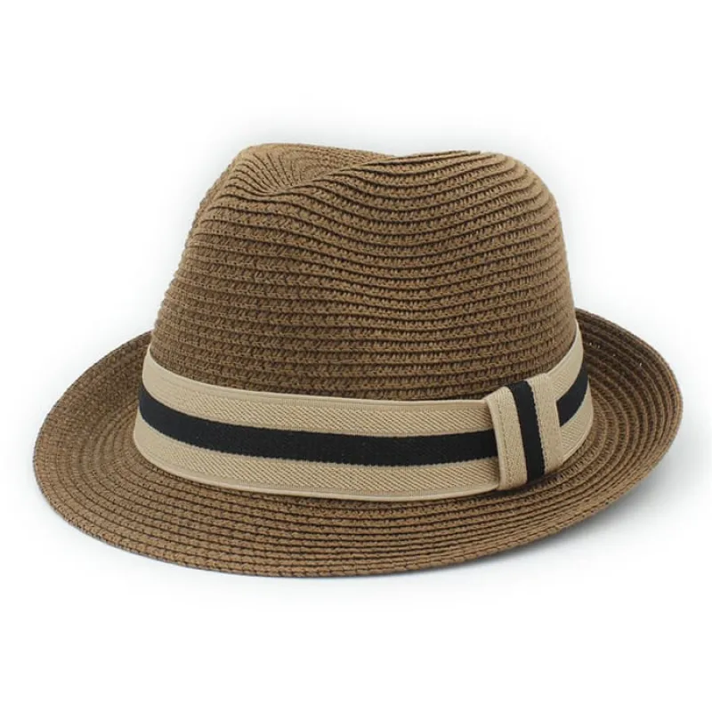 Bianco Summer Straw Trilby Hat made by Ghelter