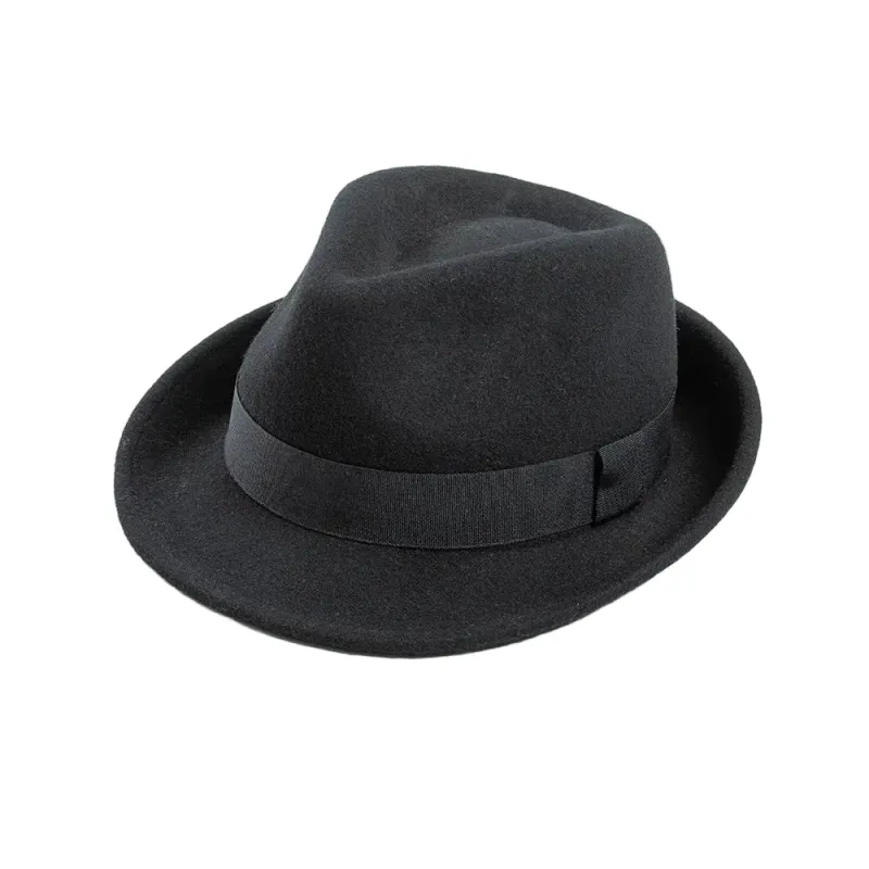 Amstrong Small Brim Black Wool Trilby Hat made by Ghelter