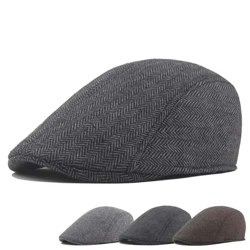 Boston Retro Herringbone Duckbill Flat Cap made by Ghelter