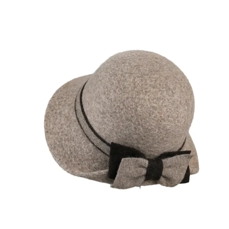 Louise Women Winter Wool Bowknot Cloche Hat made by Ghelter