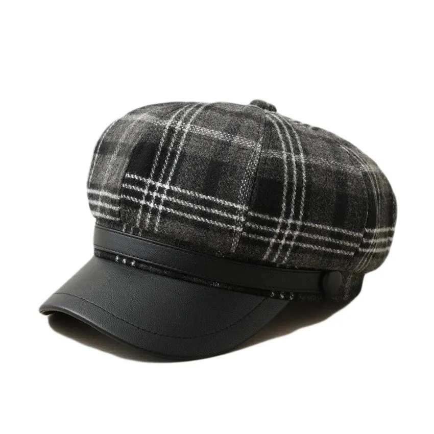 Seattle Women Tartan Leather Cotton Newsboy Cap sold by Ghelter product image thumbnail 2