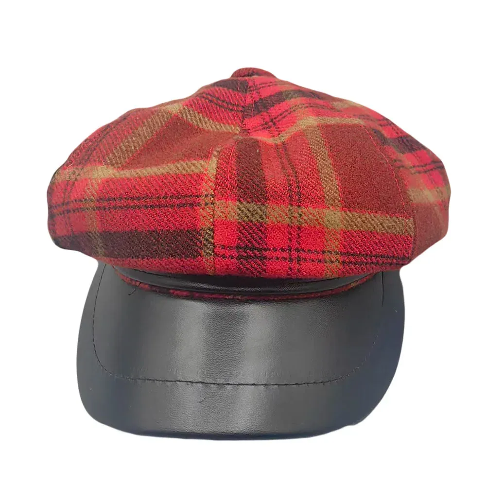 Seattle Women Tartan Leather Cotton Newsboy Cap sold by Ghelter product image thumbnail 5