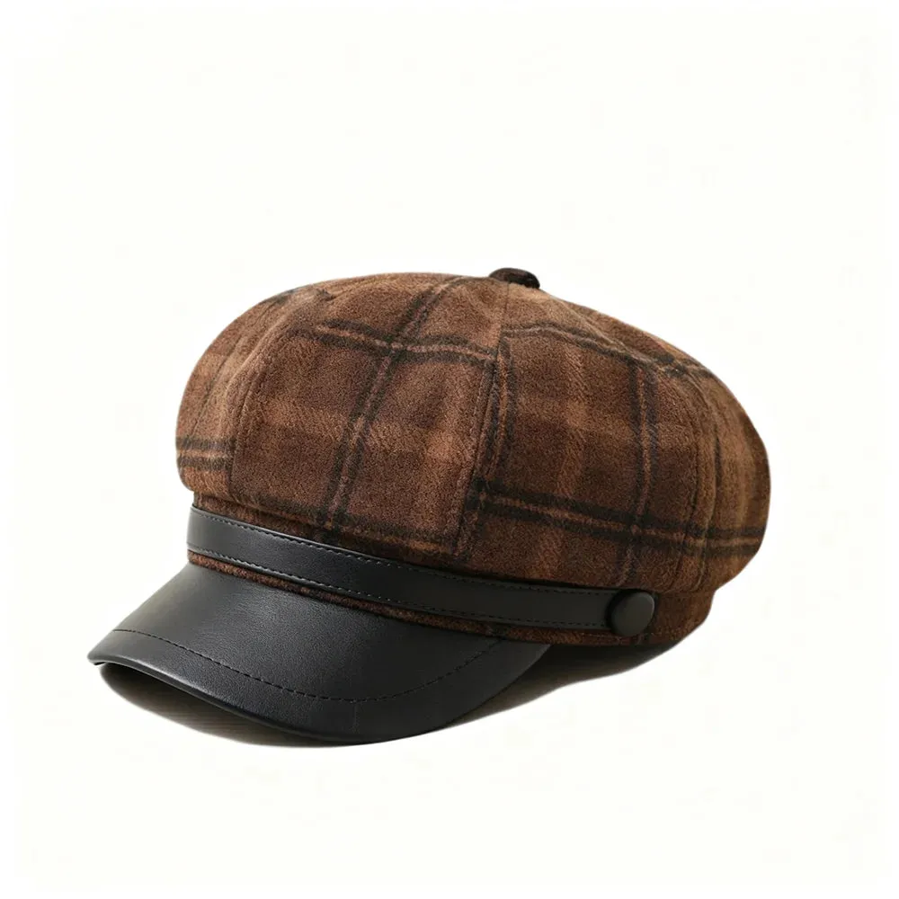 Seattle Women Tartan Leather Cotton Newsboy Cap sold by Ghelter product image thumbnail 4