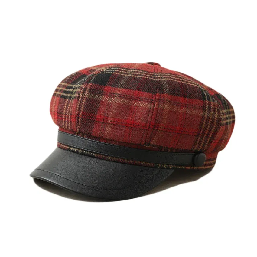 Seattle Women Tartan Leather Cotton Newsboy Cap sold by Ghelter product image thumbnail 3
