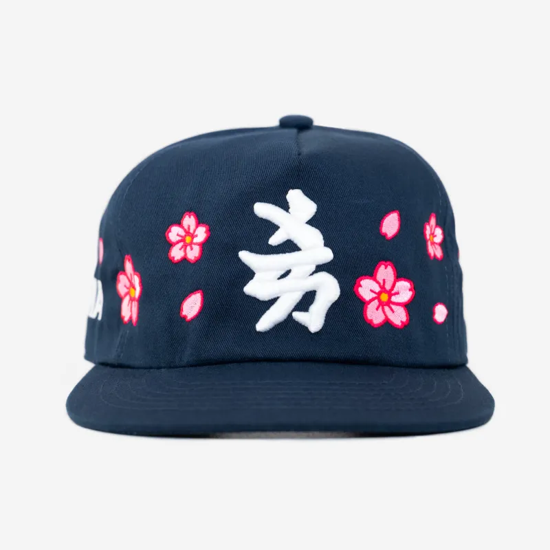 NY KANJI CHERRY BLOSSOM HAT (NAVY) made by oMA Studios