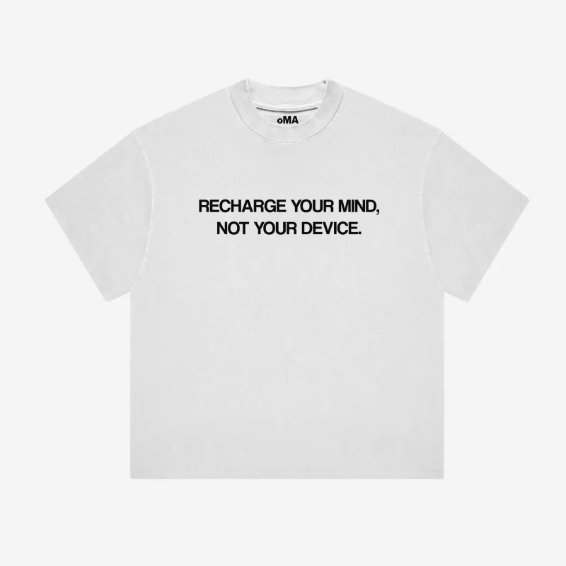 RECHARGE TEE (WHITE) made by oMA Studios