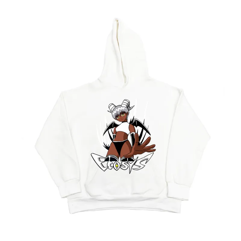Demon Gril Hoodie Cream White sold by Ecosys LA