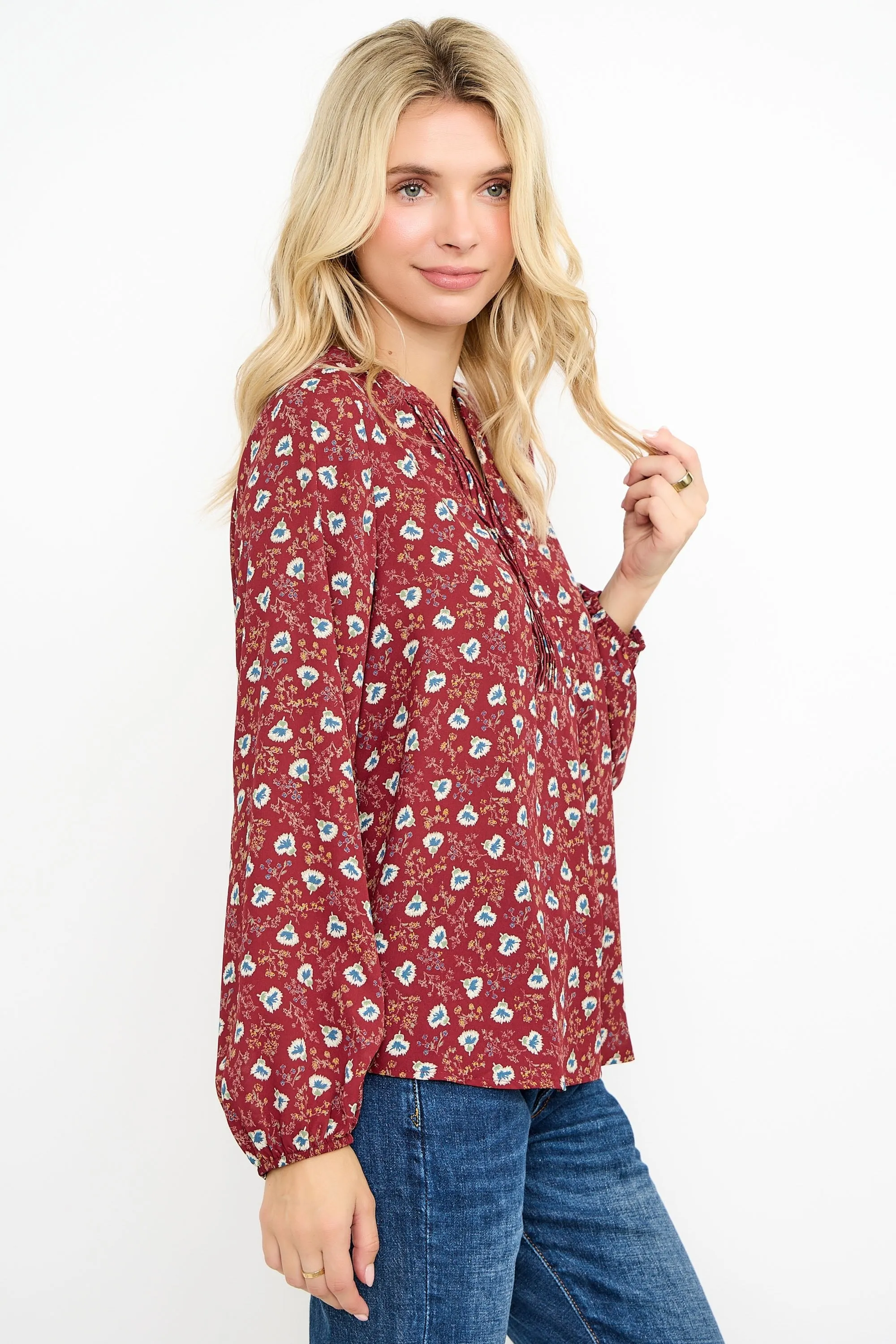 Starling Pintuck Split Neck Blouse sold by West k product image thumbnail 2
