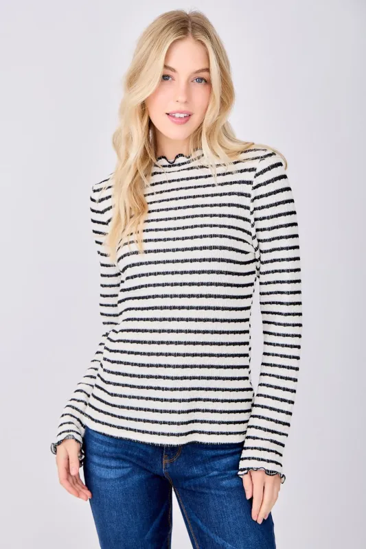 Anaya Striped Ruffle Edge Top sold by West k