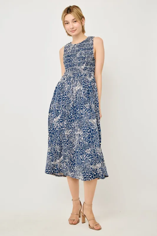 Elowen Smocked Bodice Knit Midi Dress sold by West k