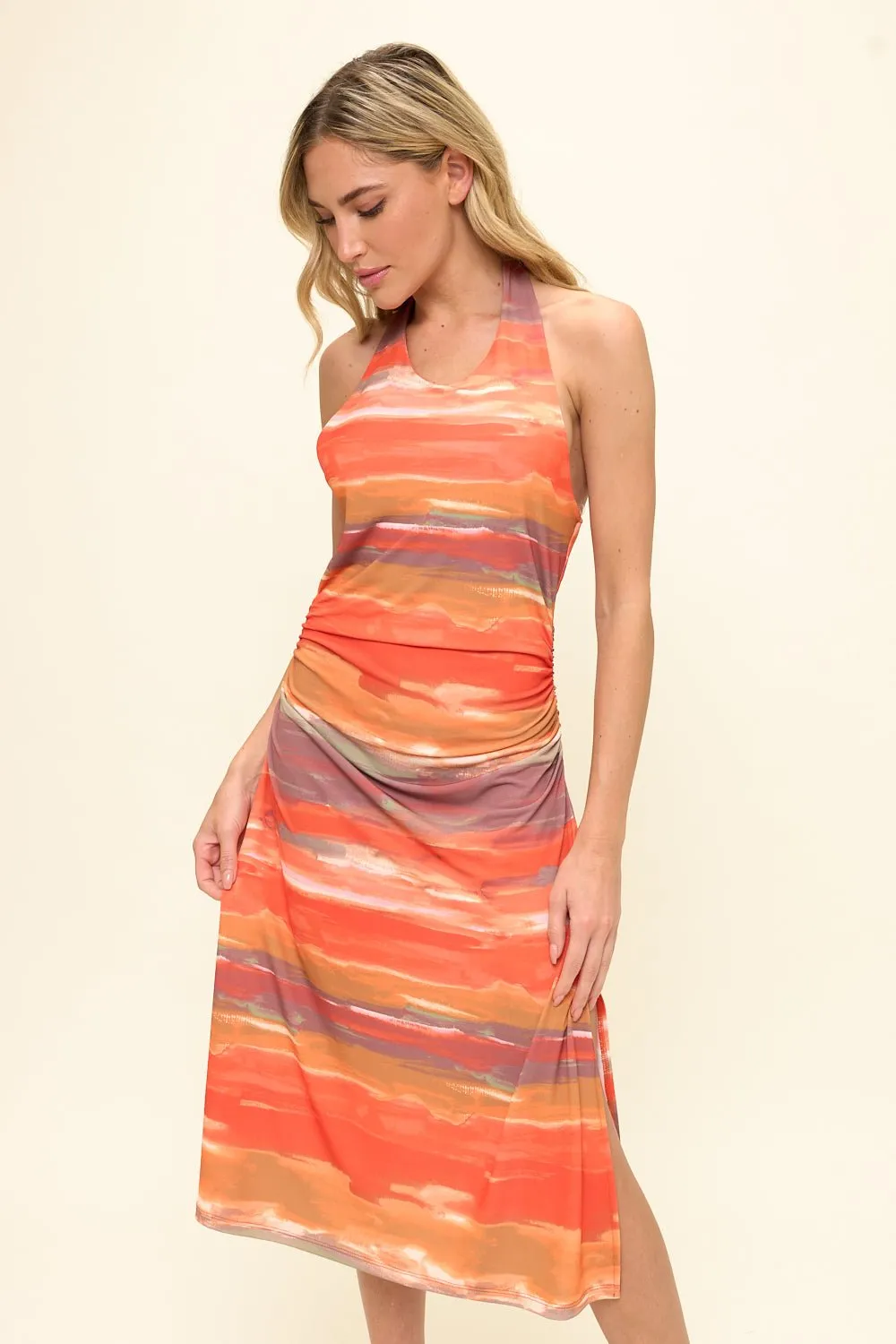 Marisol Side Ruched Halter Midi Dress sold by West k product image thumbnail 2