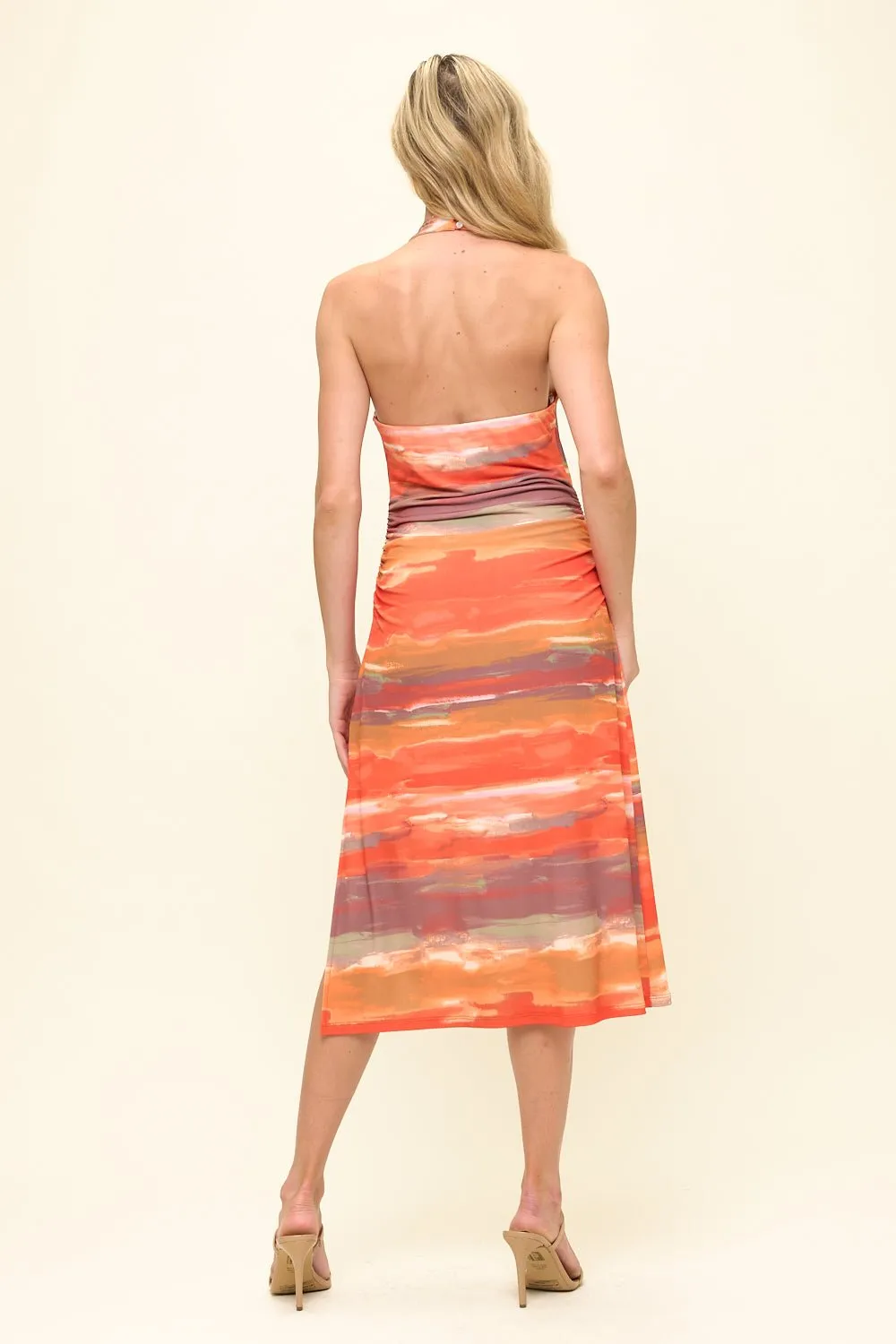 Marisol Side Ruched Halter Midi Dress sold by West k product image thumbnail 3