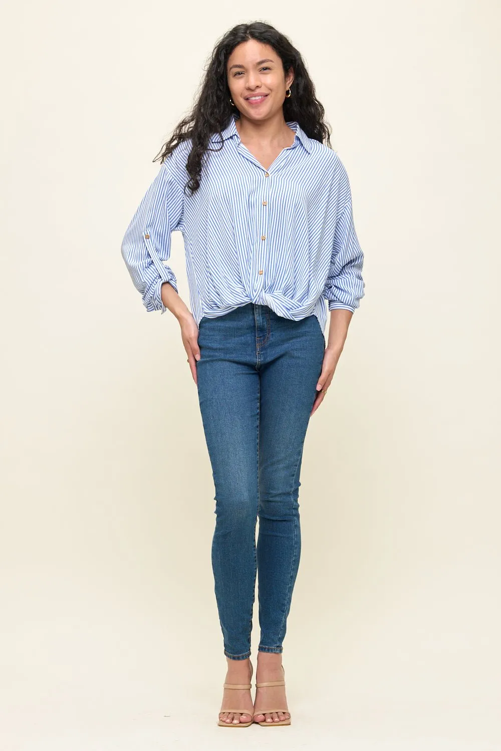 Liora Stripe Button-Up Twist Front Shirt sold by West k product image thumbnail 5