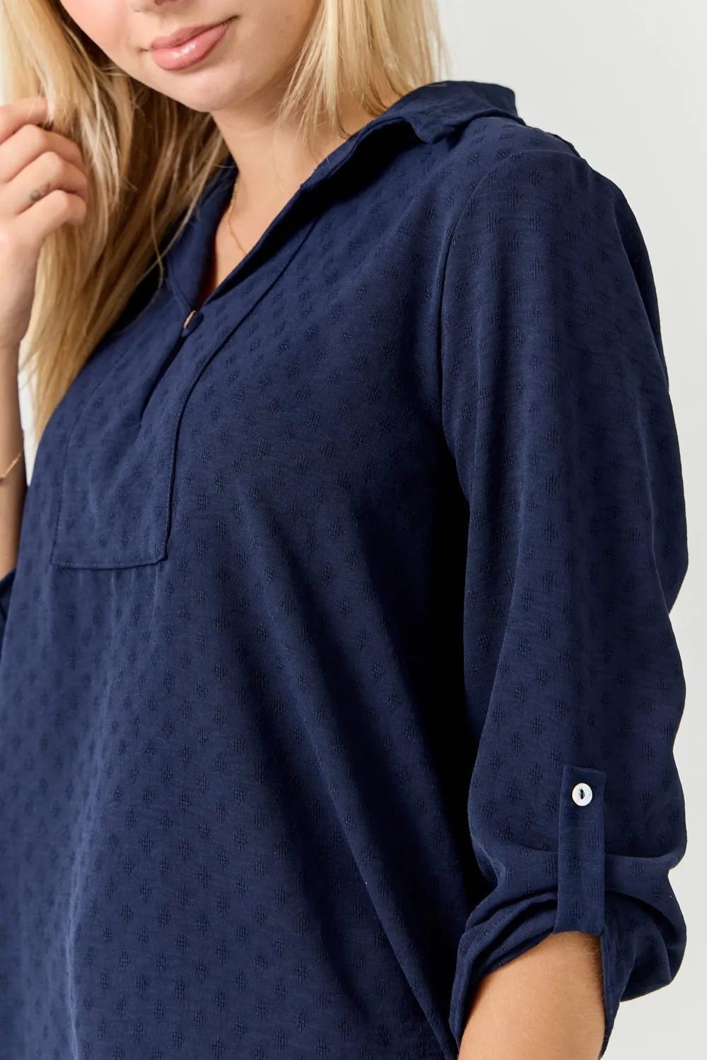 Ines 3/4 Rolltab Sleeve Collared Blouse sold by West k product image thumbnail 4