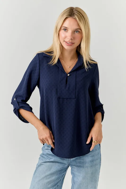 Ines 3/4 Rolltab Sleeve Collared Blouse sold by West k