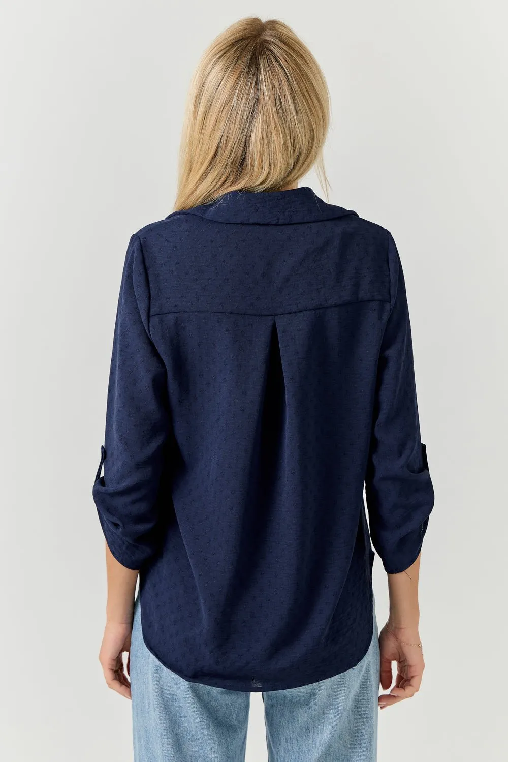 Ines 3/4 Rolltab Sleeve Collared Blouse sold by West k product image thumbnail 3