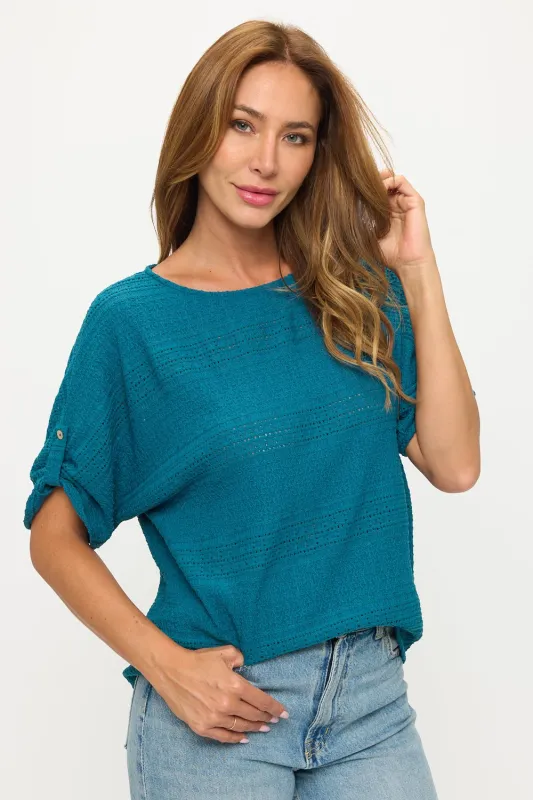 Cora Dolman Sleeve Crochet-Inspired Blouse sold by West k