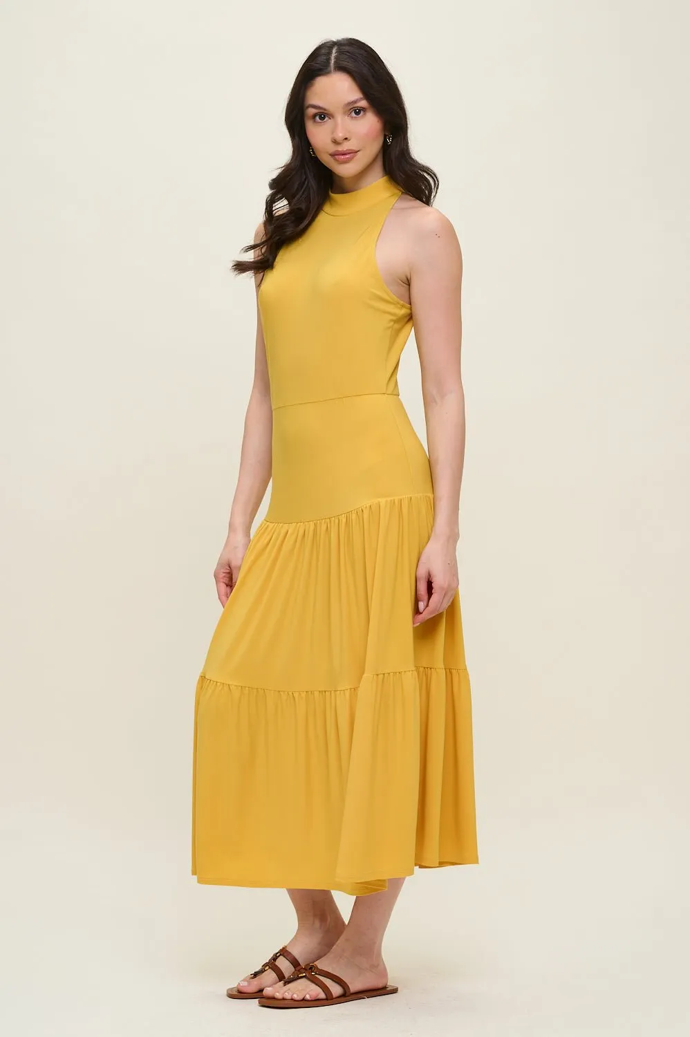 Freja Sleeveless Mock Neck Tiered Midi Dress sold by West k product image thumbnail 2