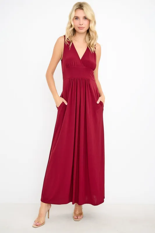 Rita Sleeveless V neckline Midi Dress made by West k