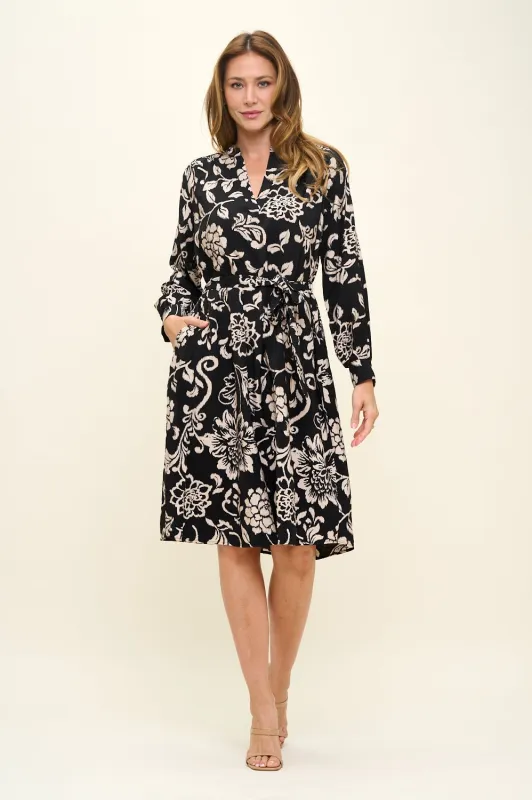 Esme Long Sleeve Button Down Shirt Dress sold by West k
