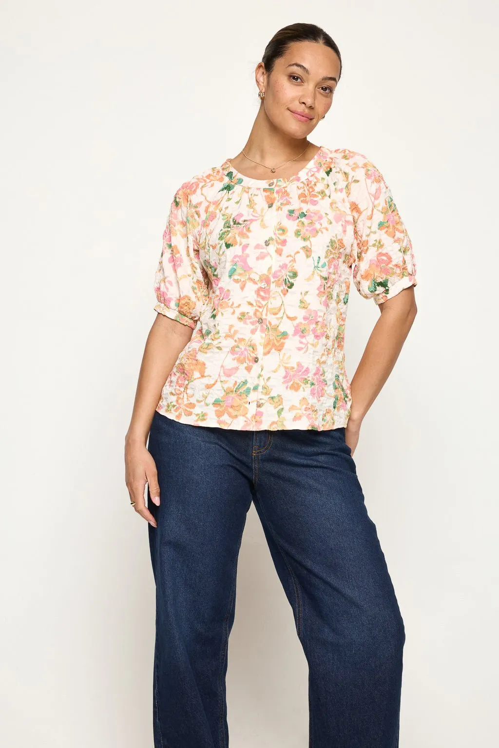 Brielle Short Sleeve Round Neck Blouse sold by West k