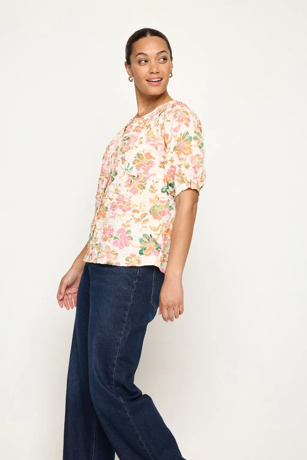 Brielle Short Sleeve Round Neck Blouse sold by West k product image thumbnail 2