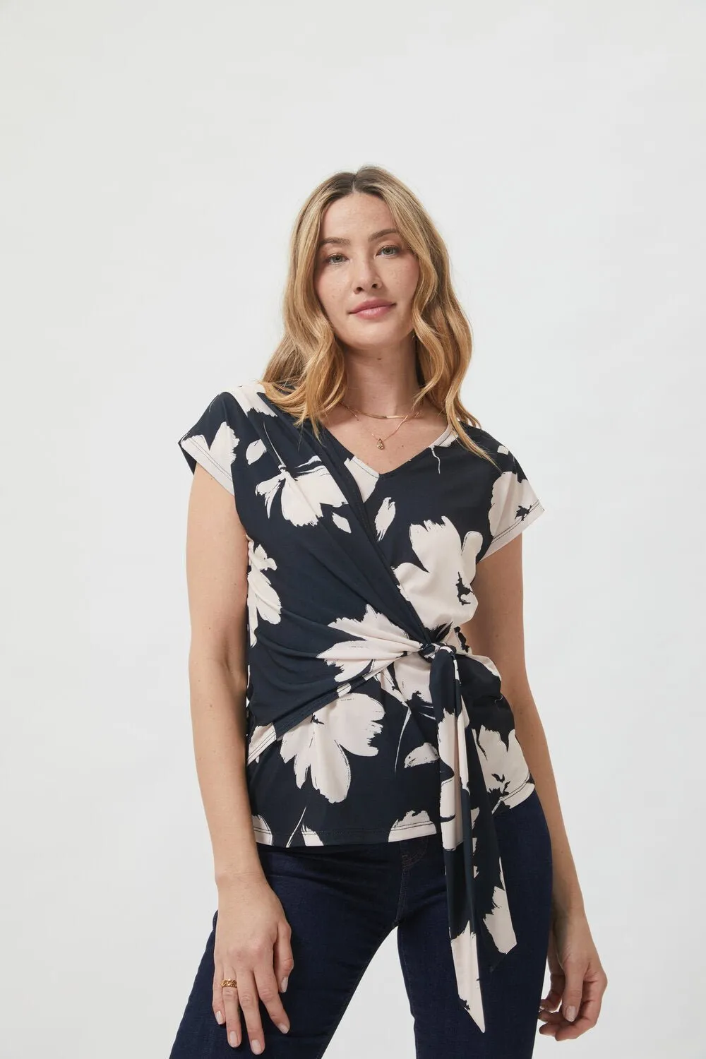 Naomi Short Sleeve Knit Wrap Top sold by West k