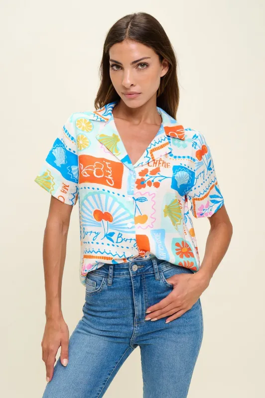 Savannah Short Sleeve Button Down Shirt Blouse sold by West k