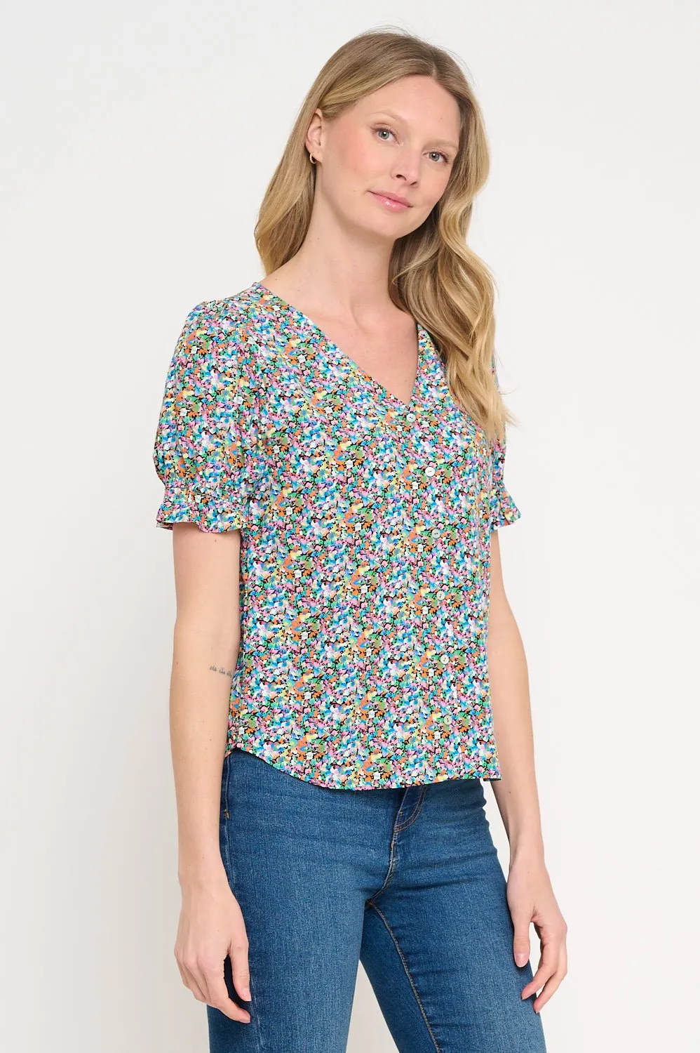 Danielle V-Neck Button-Down Blouse sold by West k product image thumbnail 2