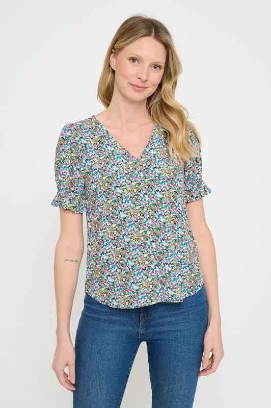Danielle V-Neck Button-Down Blouse made by West k
