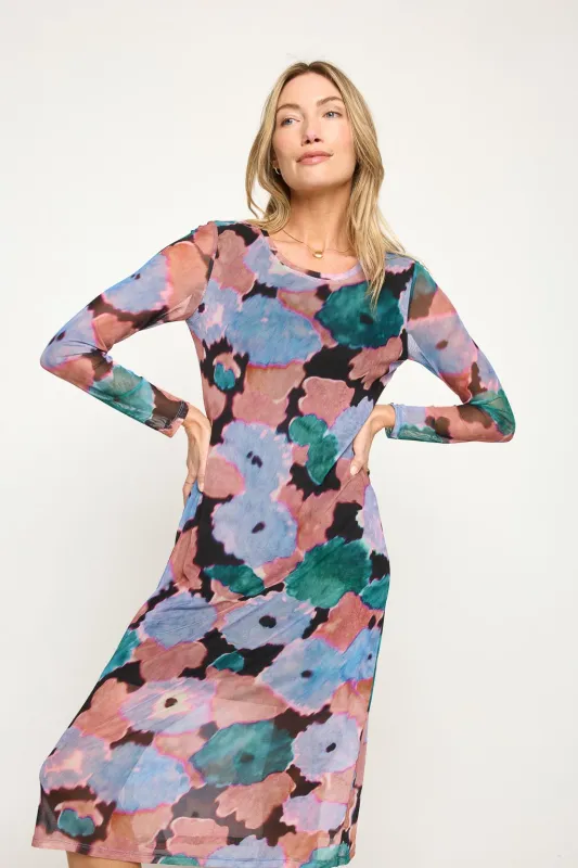 Juniper Long Sleeve Mesh Midi Dress sold by West k