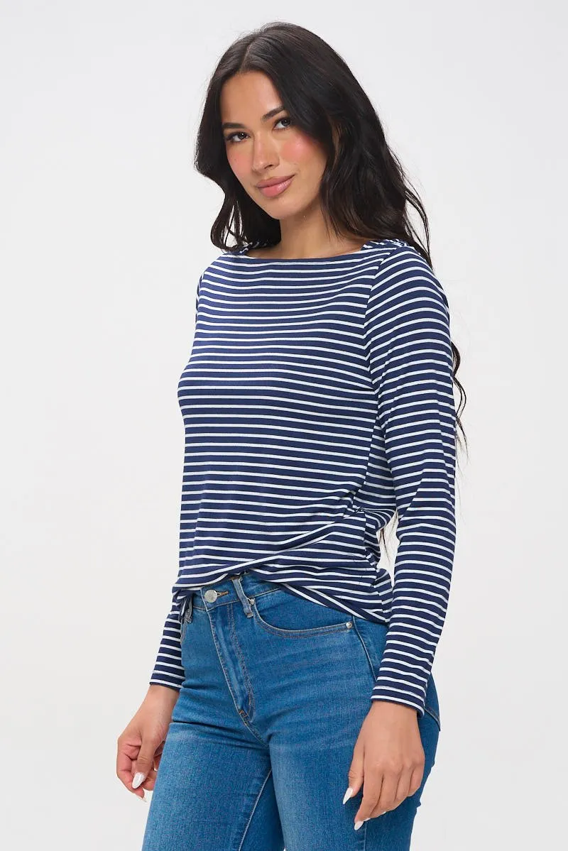 Aya Long Sleeve Boat Neck Stripe Top sold by West k product image thumbnail 2