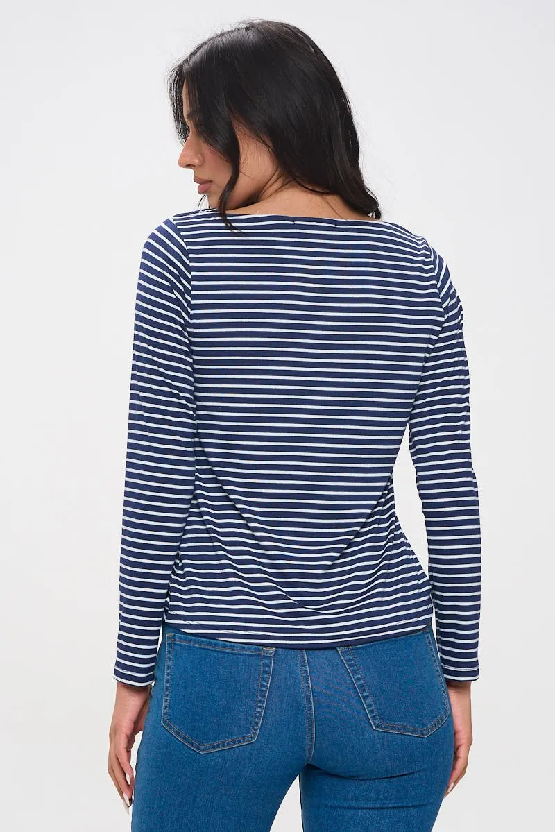 Aya Long Sleeve Boat Neck Stripe Top sold by West k product image thumbnail 3
