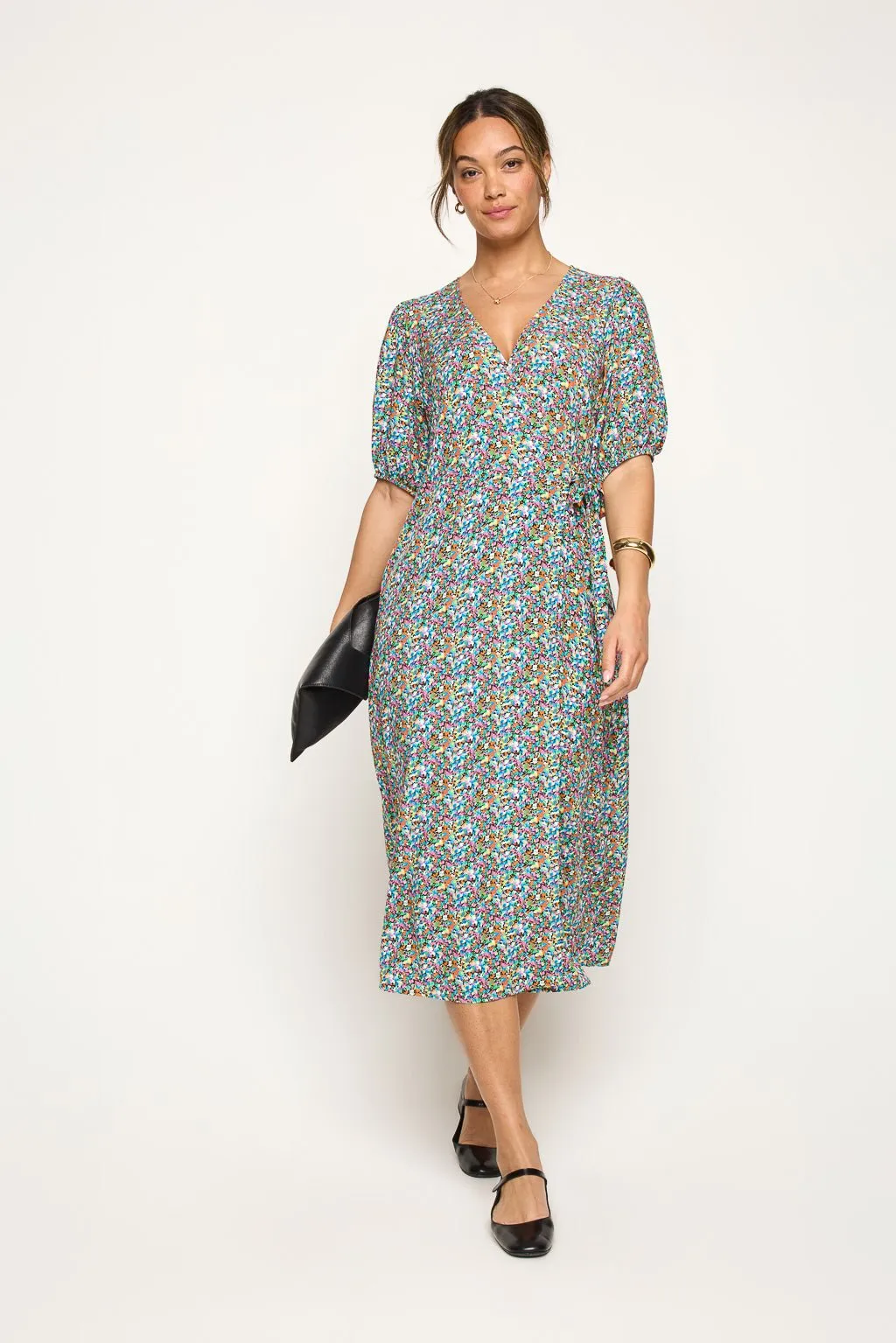 Alexandria Full-Wrap A-Line Midi Dress sold by West k