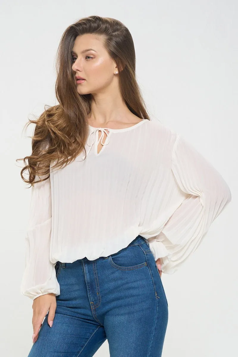 Vera Pleated Long Sleeve Sheer Blouse sold by West k product image thumbnail 3