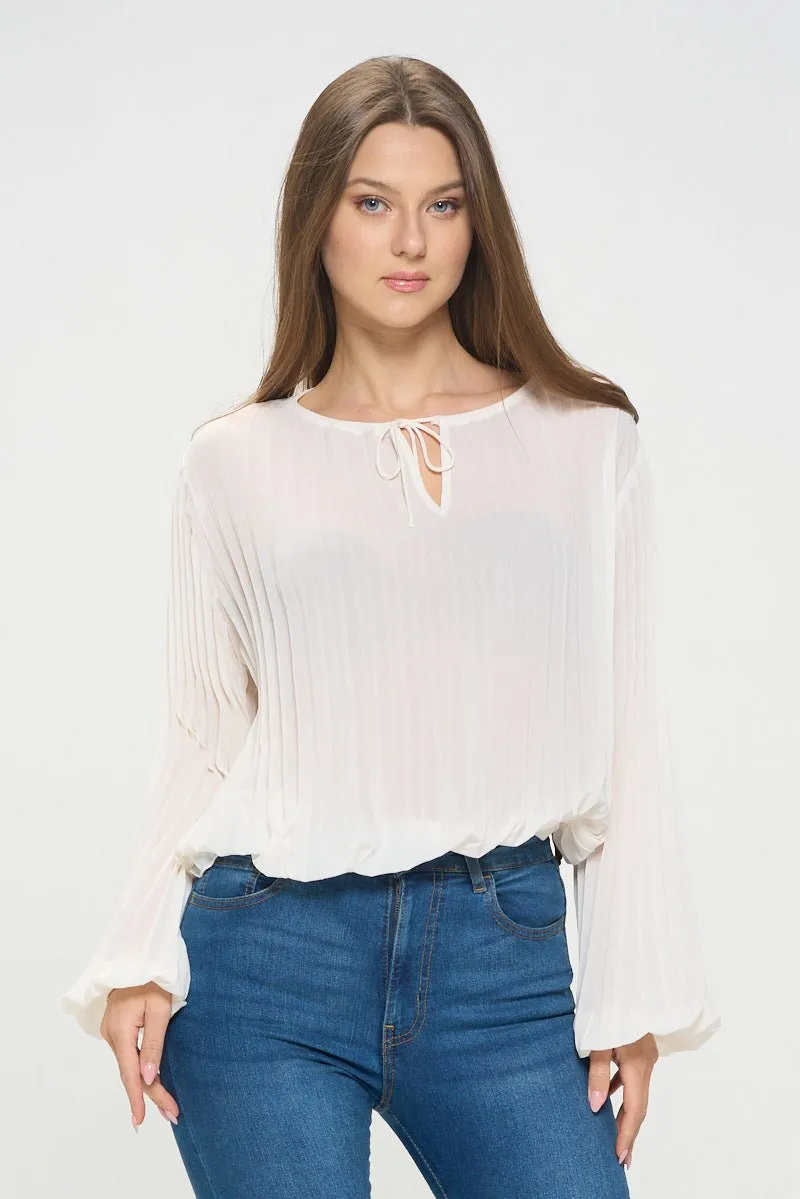 Vera Pleated Long Sleeve Sheer Blouse sold by West k product image thumbnail 2