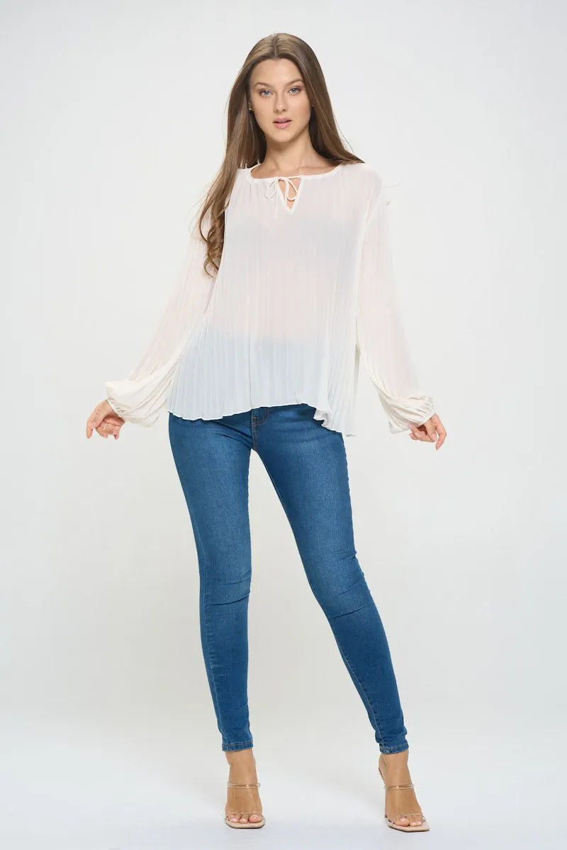 Vera Pleated Long Sleeve Sheer Blouse sold by West k product image thumbnail 5
