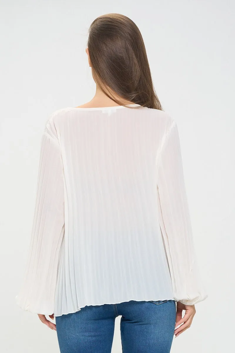 Vera Pleated Long Sleeve Sheer Blouse sold by West k product image thumbnail 4