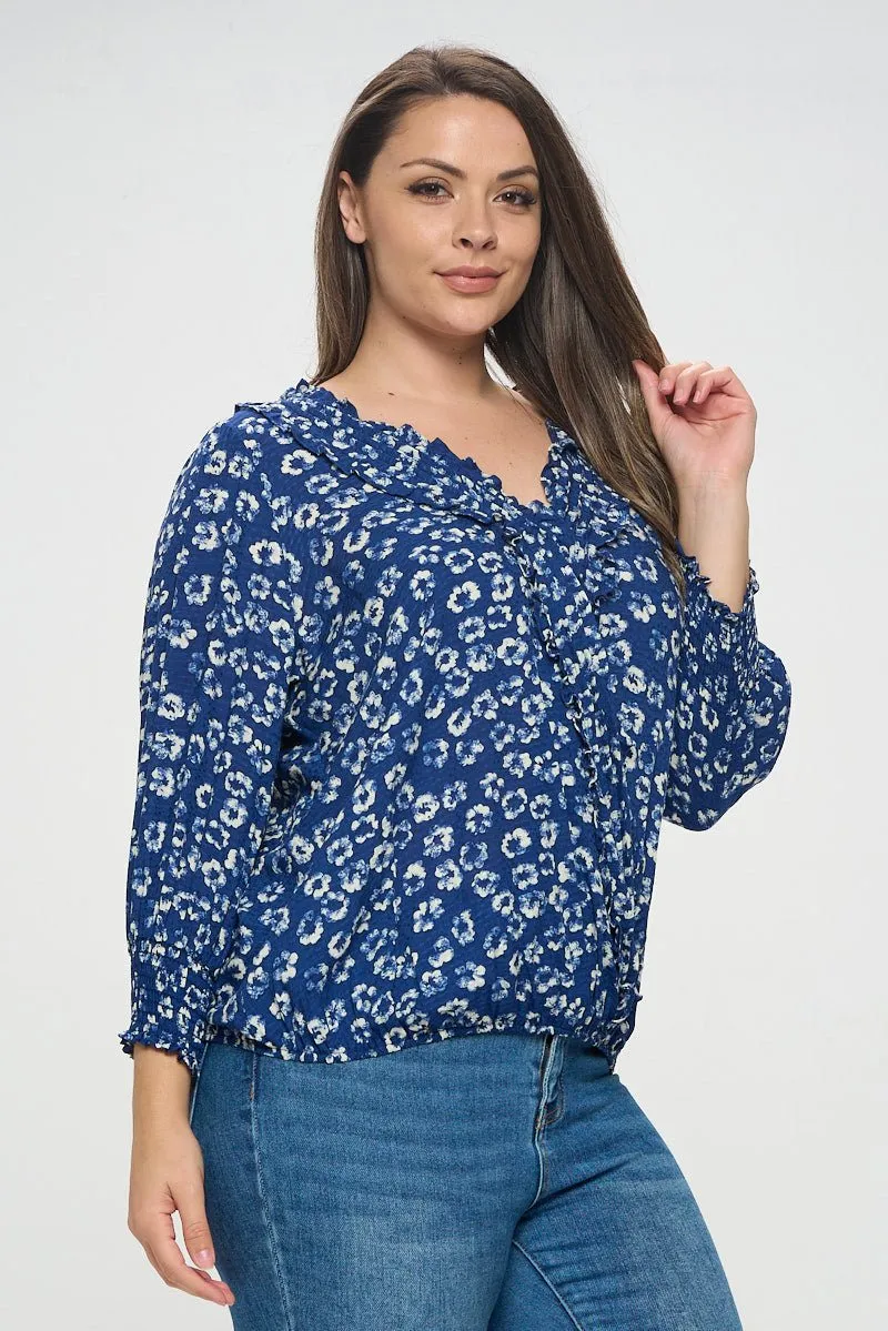Faye Plus Size Smocked Sleeve Blouse sold by West k product image thumbnail 2