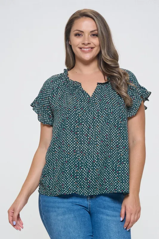Eliza Plus Size Ruffle Short Sleeve Blouse sold by West k