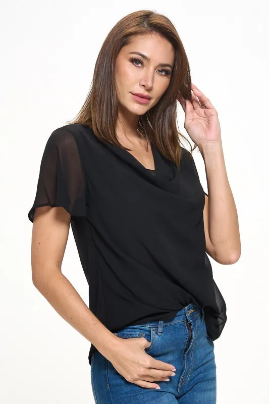 Destiny Flutter Sleeve Cowl Neck Top sold by West k