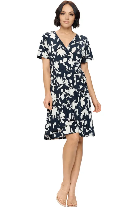 Monica Short Sleeve Faux-Wrap Dress sold by West k