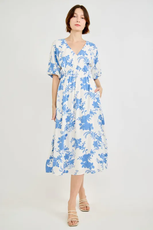 Empire Waist Printed Midi Dress made by West k