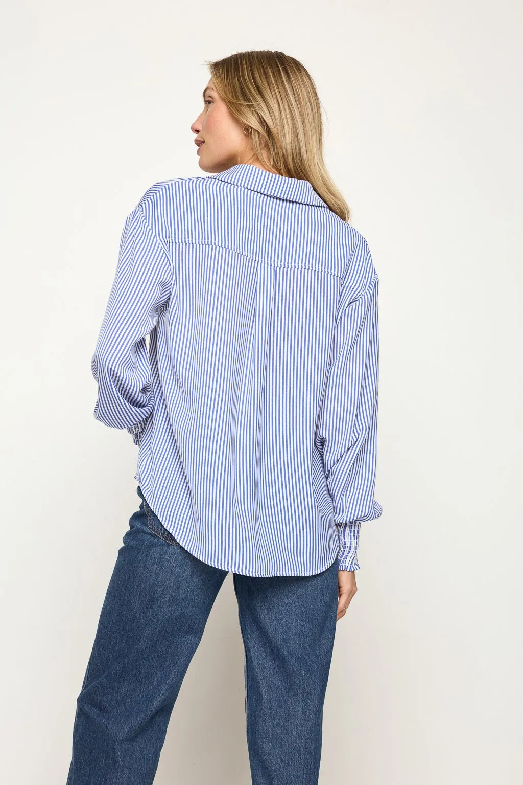 Hazel Long Smocked Sleeve Button Down Shirt sold by West k product image thumbnail 3
