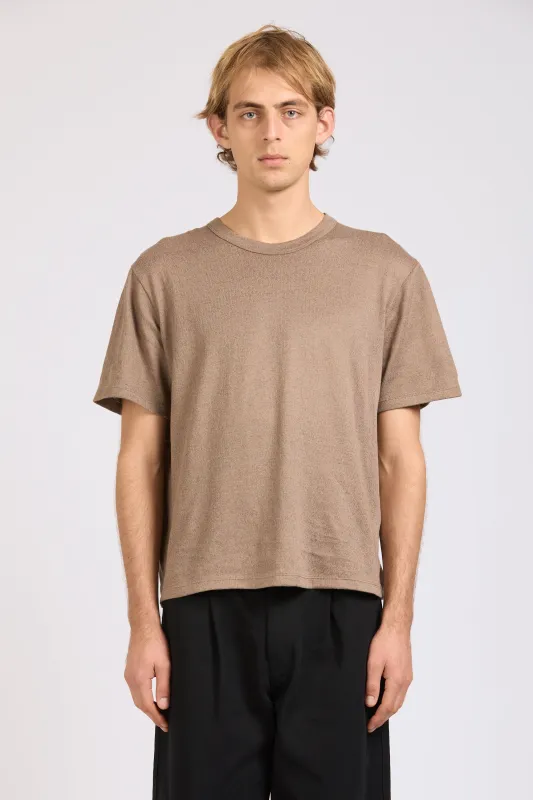 Weave Tee, Linen Cotton, Mushroom sold by Handsom
