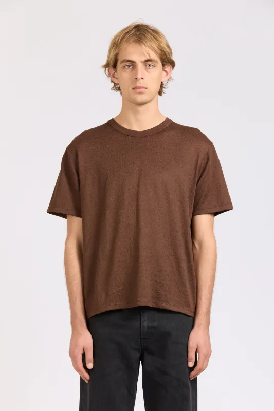 Weave Tee, Linen Cotton, Espresso sold by Handsom