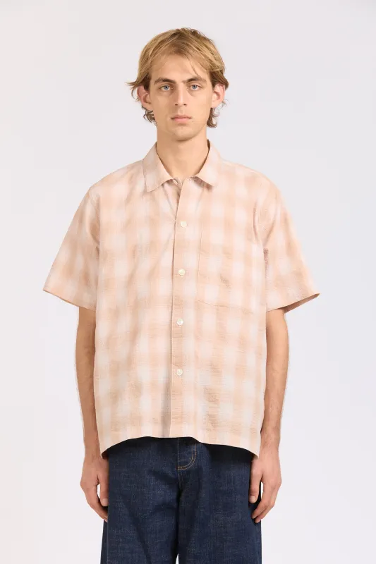 Box Shirt Short Sleeve, Peach Check sold by Handsom