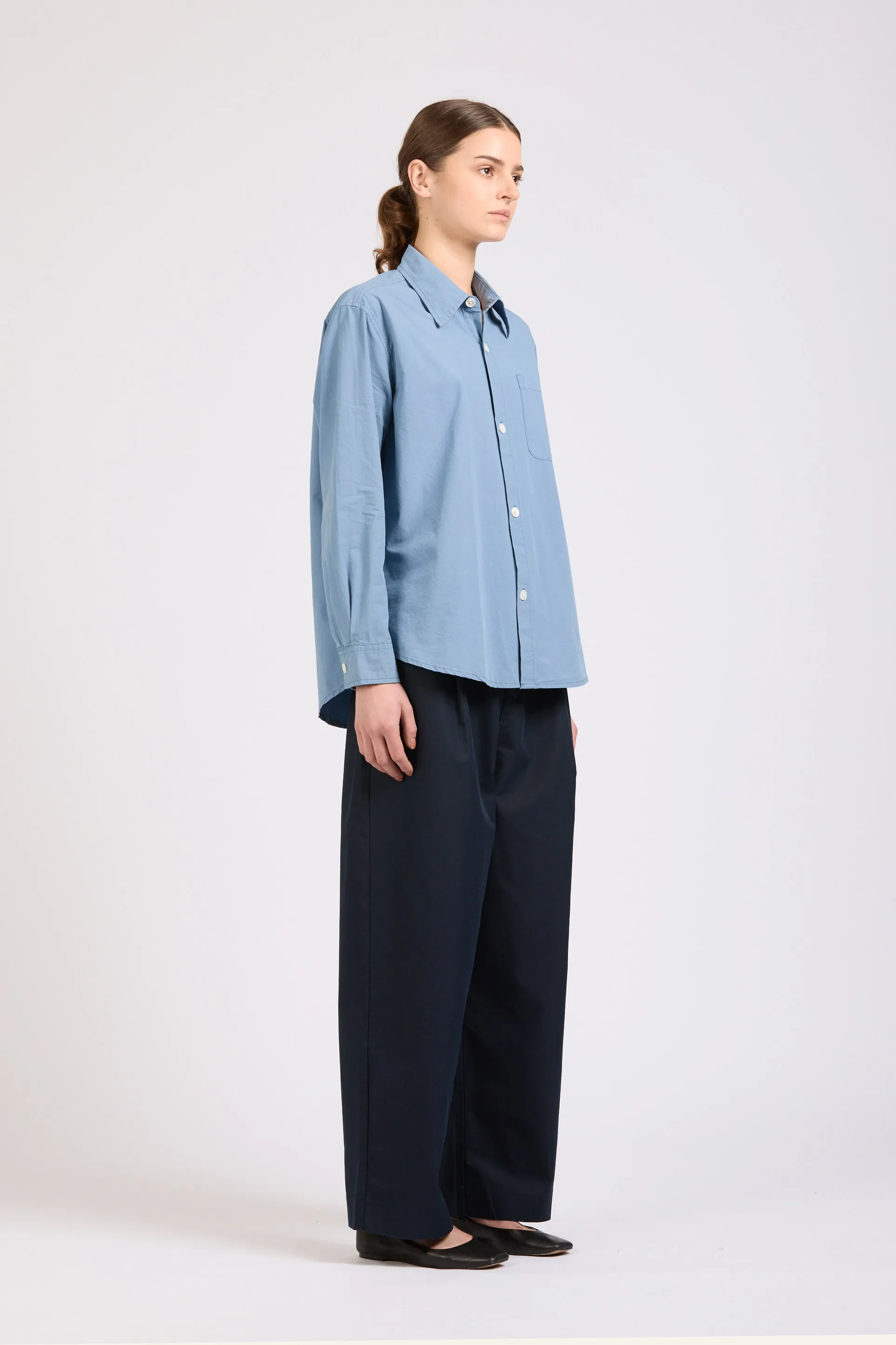 Women's Box Super Shirt, Poplin, Dusty Blue sold by Handsom product image thumbnail 3