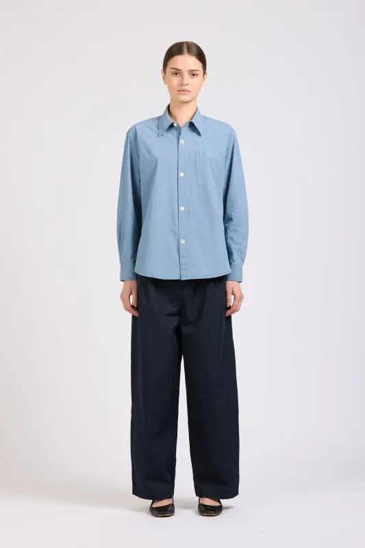 Women's Box Super Shirt, Poplin, Dusty Blue sold by Handsom